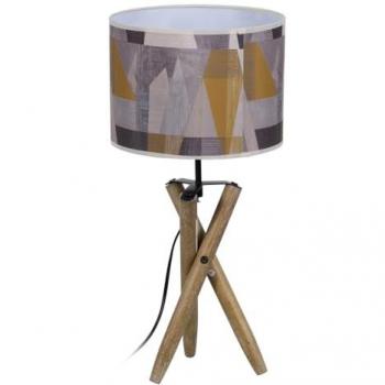 Lámpara de Mesa Natural 60W - Originalidad Sin Montaje - 220-240V - Dimensiones: 25x25x54cm - Pantalla de Tela y Base de Madera Trípode