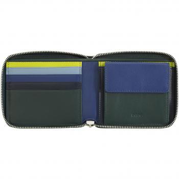 Dudu - Cartera mediana de hombre de piel con cremallera, RFID, pequeño monedero, 6 ranuras para tarjetas