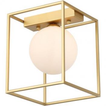 Lámpara de techo moderna Mediamo Italux - Dorada 1 luz con pantalla blanca, G9
