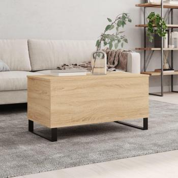 Mesa de centro madera contrachapada 90x44,5x45 cm en colores Blanco, Negro y Roble Sonoma - Mesita de Salón o Comedor o Auxiliar Mesa de Café Meuble Salón