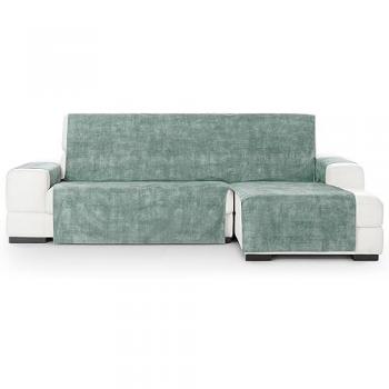 Cubre Sofá Chaise Longue Protector Antimanchas Aterciopelado Impermeable Modelo Turin Verde 290-350 cm Brazo Derecho