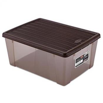 Caja de Plástico con Tapa Elegance XL 15L 39x29x17 cm Color Chocolate