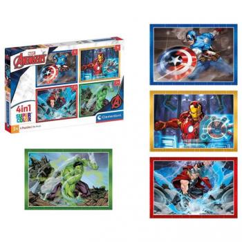 Puzzle Supercolor 4 en 1 Marvel Avengers Clementoni 21525 Puzzles por piezas con 12, 16, 20 y 24 piezas