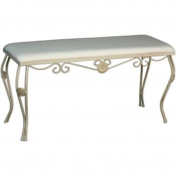 PAME 44348 - Banqueta de hierro forjado decapé patina, doble pata, 103 x 50 x 40 cm, color oro