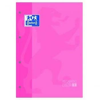 Recambio Oxford School Color 1 Rosa Chicle A4+ 80 Hojas Cuadrícula 5x5 90g/m² 4 Taladros Pack de 5