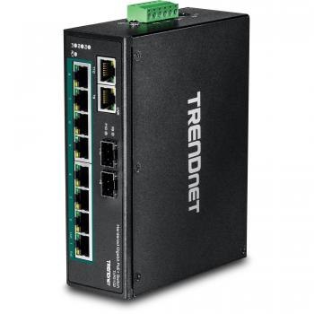 TRENDnet 10-Port Industrial Gigabit PoE+ DIN-Rail Switch, 240 W PoE power budget, 20 Gpbs switch capacity, Dual Redundant, Lifetime Protection, TI-PG102