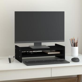 vidaXL Soporte para Monitor Elevador Base Oficina Madera Maciza de Pino Color Blanco, Gris, Marrón miel 50x27x15 cm