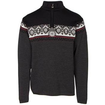 Suéter Merino Clásico para Hombre Dale of Norway St. Moritz en Gris Oscuro/Raspberry/Negro, Talla XL