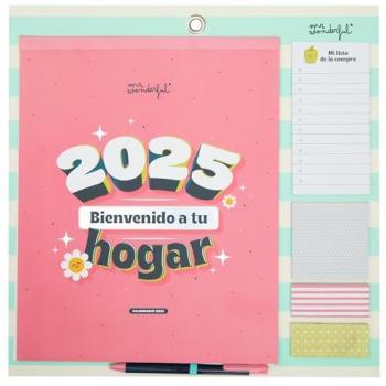 Calendario de Pared Magnético 2025 Mr. Wonderful - Bienvenido a Tu Hogar con Pegatinas y Bloc de Notas Adhesivas