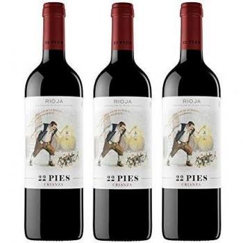 22 Pies, Vino Tinto - 3 botellas de 750 ml, Total: 2250 ml