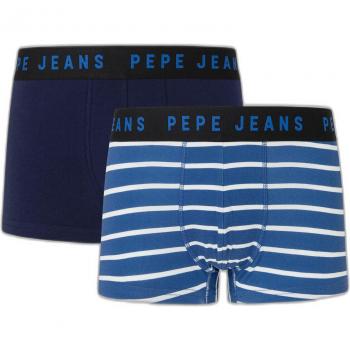Pepe Jeans Men's Pack of 2 Striped Boxer Shorts - Dark Blue