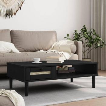 vidaXL Coffee Table SENJA Rattan Look Black 100x55x33 cm Solid Wood