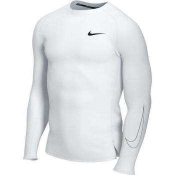 Camiseta de Manga Larga Nike Dri-Fit Pro Ajuste Ceñido para Hombre - Blanco/Negro