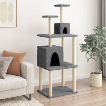 Rascador para Gatos con Arañazos en Sisal Gris Oscuro 167 cm