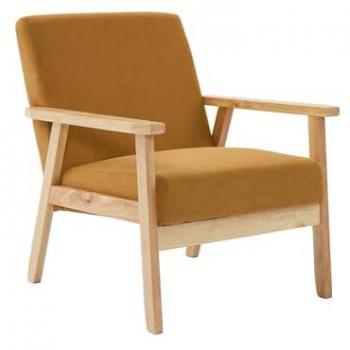 Sillón Escandinavo Isak de Madera y Pana Mostaza, 64x69.5x73 cm