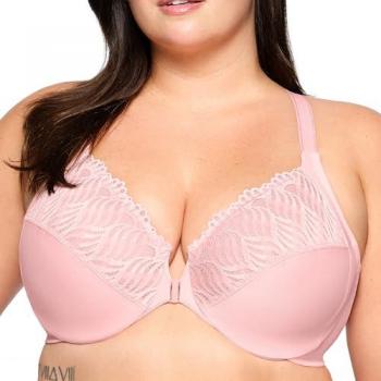 Glamorise Wonderwire Front Closure T-Back Bra in Soft Pink 46-D