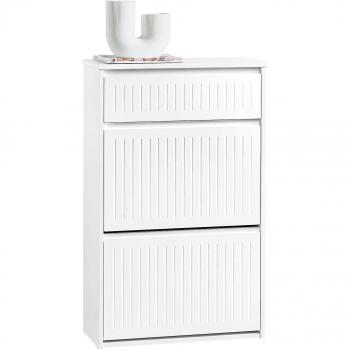 Zapatero Estrecho Blanco con 2 Solapas y 1 Cajón Organizador, Dimensiones 61 x 26 x 100 cm, Modelo FSR165-W