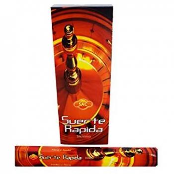Incienso Suerte Rápida - Caja Completa con 6 tubos Hexagonales de 20 Varillas cada uno - Aroma a Sándalo y Floral - Aromaterapia, Meditación, Relajación, Yoga - Inci