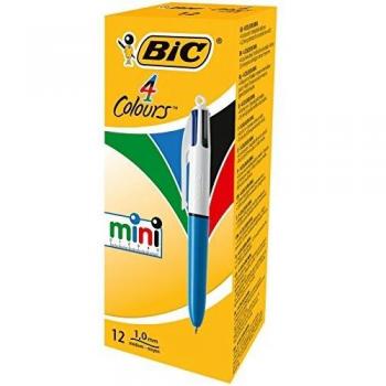 BIC 895958 4 Colores Mini Bolígrafos retráctiles, punta media