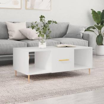Mesa de centro vidaXL de madera contrachapada 102x50x40 cm en blanco y negro, ideal para salón o comedor, con acabado brillante