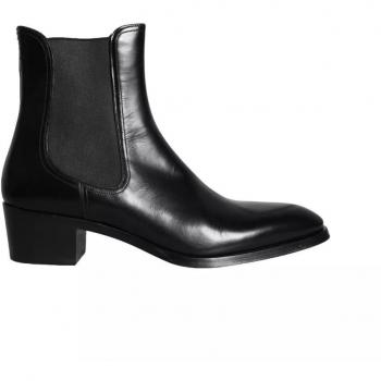 Dolce & Gabbana Men's Black Leather Chelsea Ankle Boots - EU44/US11