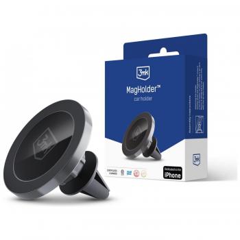 3MK MagHolder Soporte para Teléfono Móvil/Smartphone Negro, Compatible con dispositivos magnéticos, diseño elegante y funcional, fácil instalación y ajuste, material resistente y duradero
