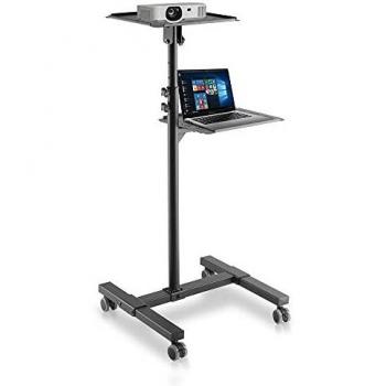 Carrello Regulable para Proyector y Notebook con Estante, Negro