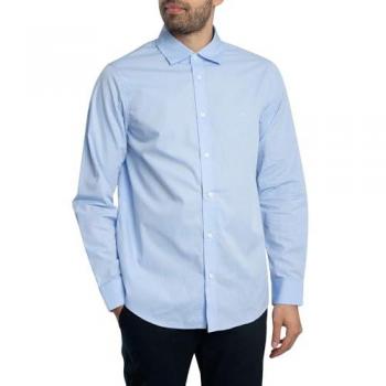 Armani Exchange Men's Long Sleeve Dots Logo Shirt, Light Blue, XL