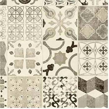 Suelo de linóleo PVC Imitación Baldosas de Cemento Negro - Rollo 3m x 4m