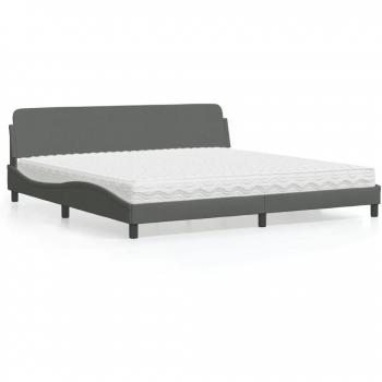 Cama con colchón gris oscuro 200x200 cm en tela Vidaxl