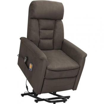 Sillón de Masaje Reclinable Elevable en Tela de Microfibra Gris Oscuro