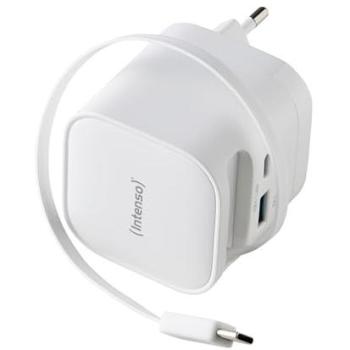 Cargador Rápido Intenso 65W Gan USB-C y USB-A Compacto Blanco