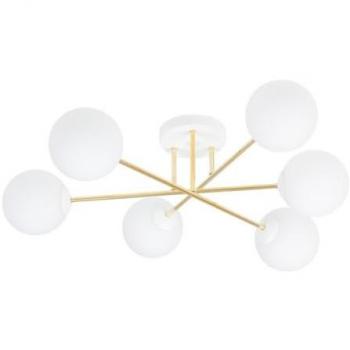 Lámpara de Techo Magnum EPIKASA, Acero con Recubrimiento de Polvo y Vidrio, Blanco y Oro, 75x26x75 cm