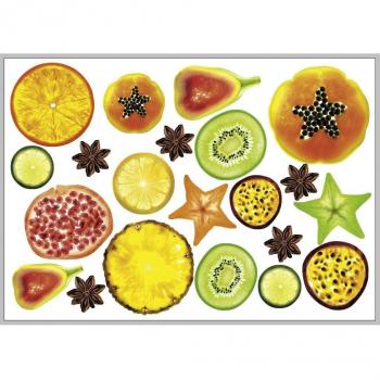 Plage Decoración Mural Adhesiva con Diseño Frutas Tropicales, Vinilo, Multicolor, 48x3x68 cm