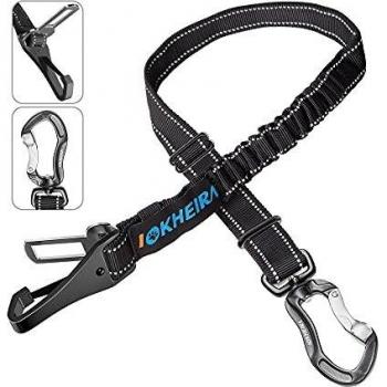 Iokheira cinturón de Seguridad para Perros, cinturón de Seguridad para Mascotas y Accesorio de Barra de Cierre con mosquetón Giratorio con Cerradura