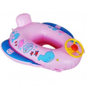 Cadillaps - Barco flotante con asiento hinchable de PVC, material de seguridad para bebés de 12 a 36 meses, bañera para aprender a nadar, color rosa