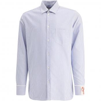 Golden Goose Men's Alvise Striped Shirt in Light Blue, Size Medium, GMP00246P00054880197