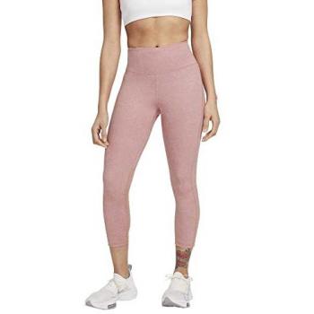 Nike Mallas Fast Run Division Crop Apretado para Mujer, Color Rust Pink/Reflective Silver, Talla Large
