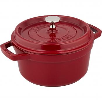 Staub 20cm Bordeaux Round Cast Iron Oven Safe Cocotte with Two Handles