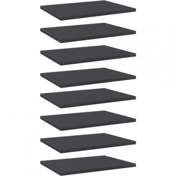 Gray Engineered Wood Bookshelf Boards Set of 8, 40x30x1.5 cm