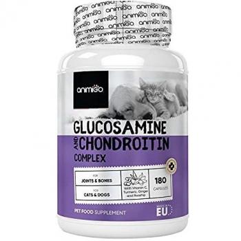 Suplemento Condroprotector Perros y Gatos Glucosamina y Condroitina 500mg 180 Cápsulas | Suplemento Antiinflamatorio Con Vitamina C, Cúrcuma y Jengibre, Para Articulaciones, Huesos y Cartílagos