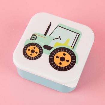 Caja Tractor turquesa plástico 12 x 12 cm