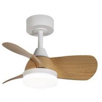 Ventilador LED Byan Mini Blanco con Madera 18W 2000Lm Regulable y Dimable