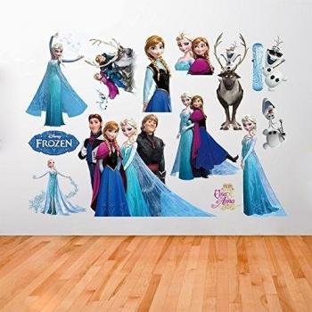 XXL Pegatinas con diseño Frozen Elsa, Anna, Olaf y Kristoff, tamaño XXL