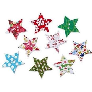 ZALAGO 50 Mezclados Botones Madera Navidad Estrellas 5 Puntos 2 Agujeros 25x24mm