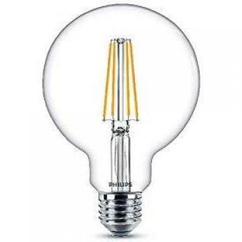 Philips - Bombilla LED cristal 60W Globo E27 luz blanca cálida, transparente, no regulable