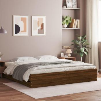 Cama con cajones de madera de ingeniería marrón roble 180x200 cm, madera multicapa