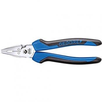 Alicate universal GEDORE 8250-200 JC de 200 mm con mango ergonómico, fabricado en acero al carbono, tratamiento de superficie antioxidante, capacidad de corte y agarre, diseño compacto y ligero para uso profesional
