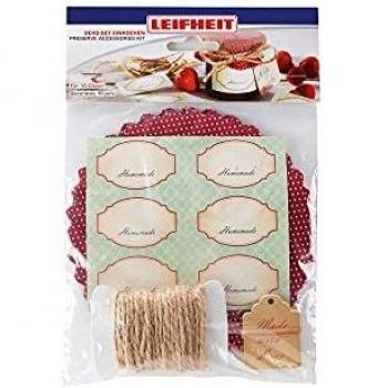 Leifheit Kit de Accesorios de Conservación - Decoración para conservas caseras, tela, multicolor