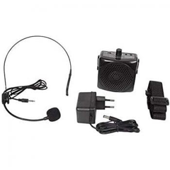 Amplificador de Voz Portátil HQ-Power, 5 W, con Auriculares y Correa de Transporte, Negro